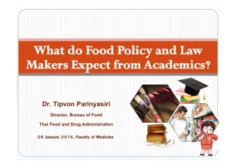 Dr. Tipvon Parinyasiri  Director, Bureau of Food  Thai Food and Drug Administration  28 January