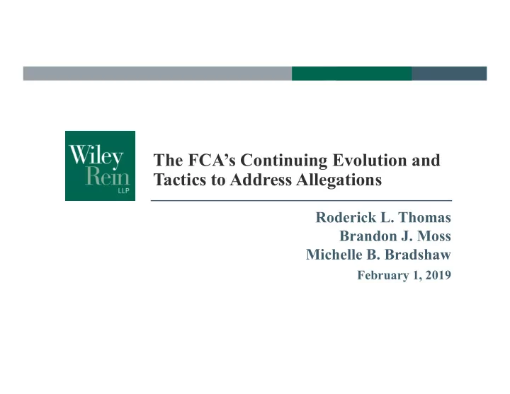 the fca s continuing evolution and tactics to address