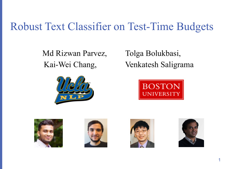 robust text classifier on test time budgets