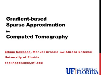 Gradient-based  Sparse Approximation for  Computed Tomography Elham Sakhaee , Manuel Arreola and