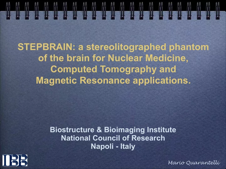 stepbrain a stereolitographed phantom of the brain for