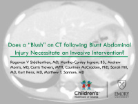 does a blush on ct following blunt abdominal injury