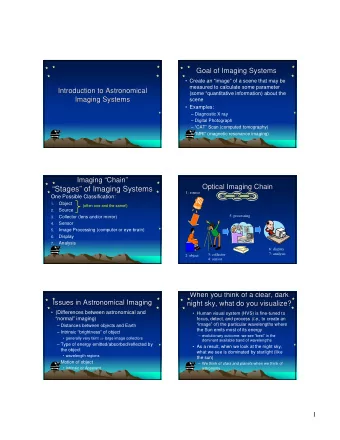Stages    Stages   of Imaging Systems  of Imaging Systems  1: source  One Possible