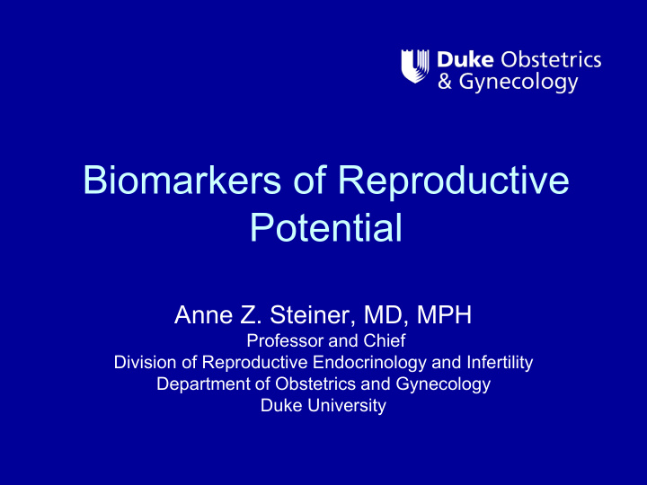 biomarkers of reproductive potential