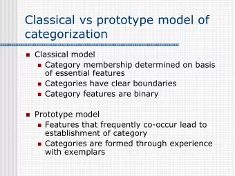 Classical vs prototype model of  categorization  Classical model  Category membership