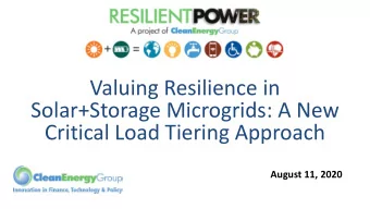 Solar+Storage Microgrids: A New  Critical Load Tiering Approach  August 11, 2020  HOUSEKEEPING