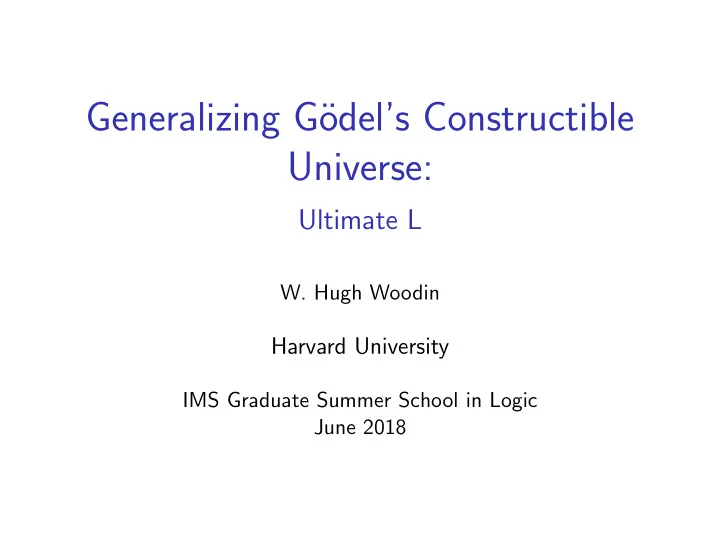 generalizing g odel s constructible universe
