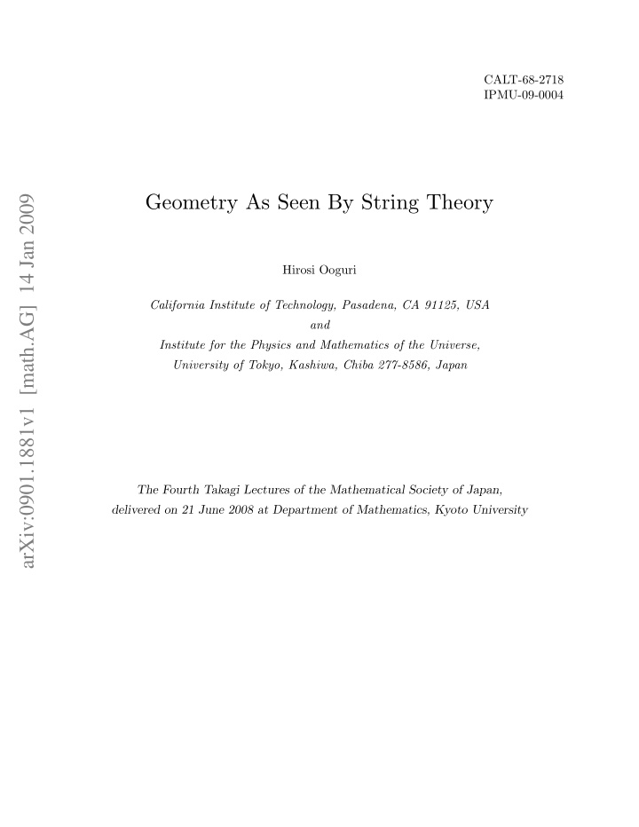 geometry as seen by string theory