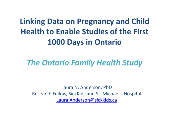 linking data on pregnancy and child health to enable