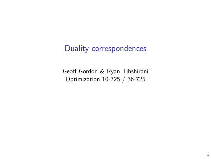 duality correspondences