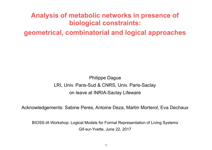 analysis of metabolic networks in presence of biological