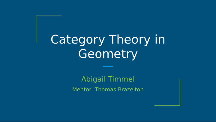 category theory in geometry