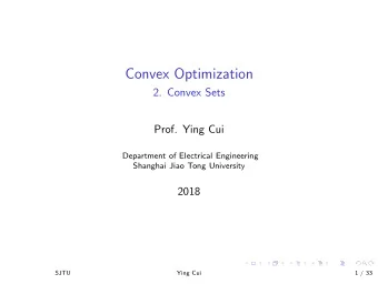 Convex Optimization  2. Convex Sets  Prof. Ying Cui  Department of Electrical Engineering  Shanghai