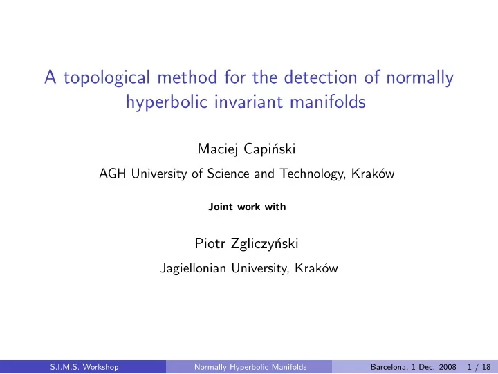a topological method for the detection of normally