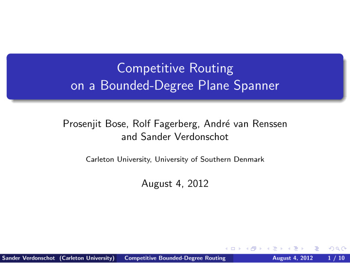 competitive routing on a bounded degree plane spanner