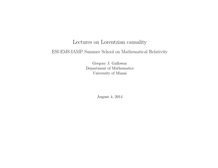 lectures on lorentzian causality