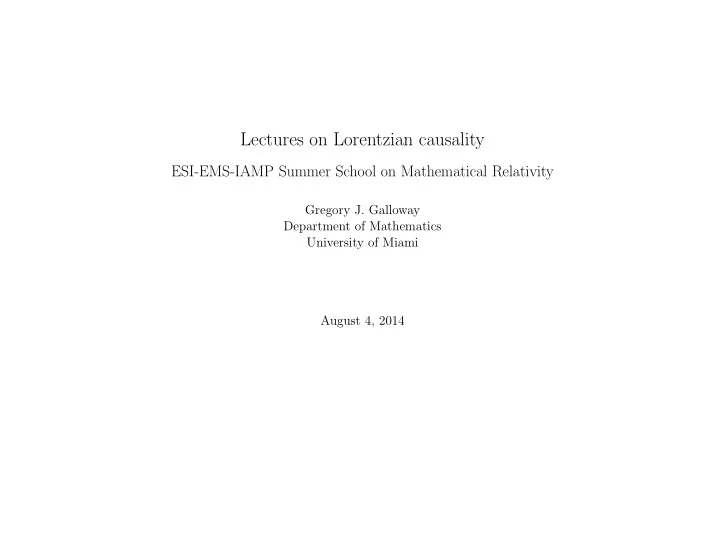 lectures on lorentzian causality