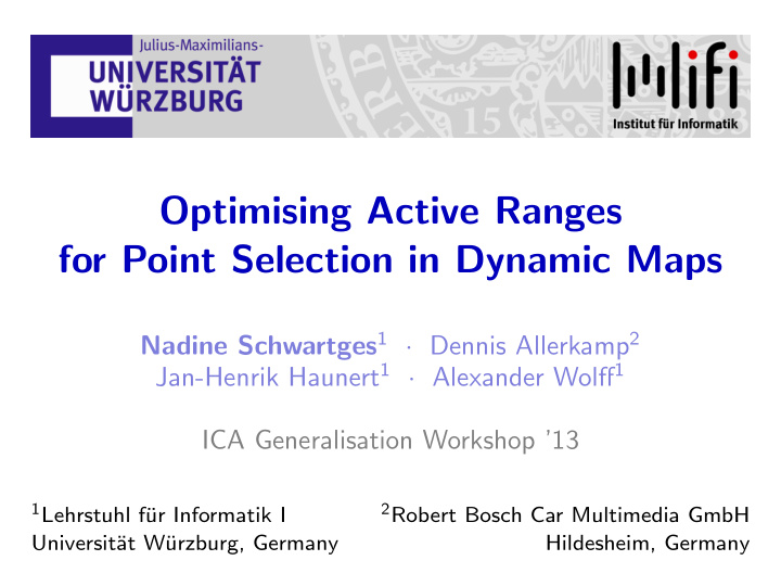 optimising active ranges for point selection in dynamic