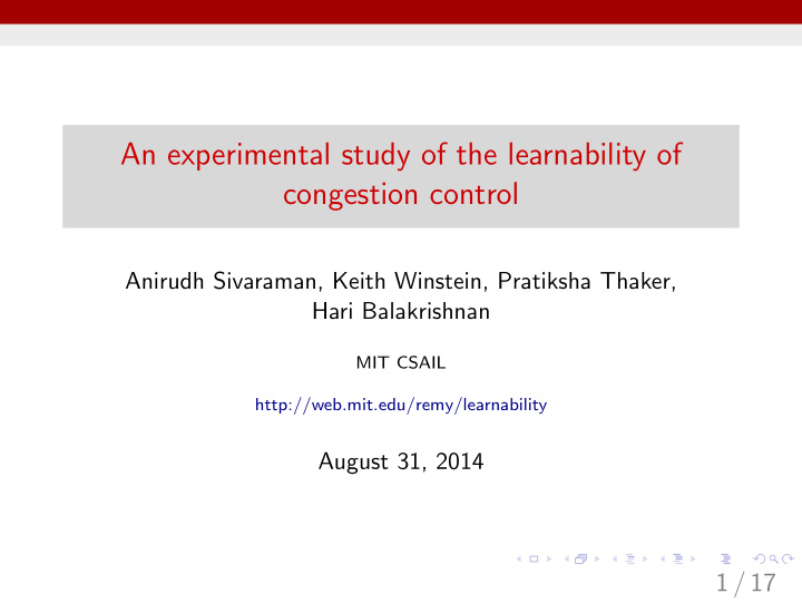 an experimental study of the learnability of congestion