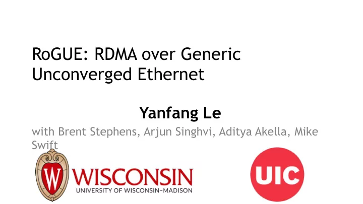 rogue rdma over generic unconverged ethernet
