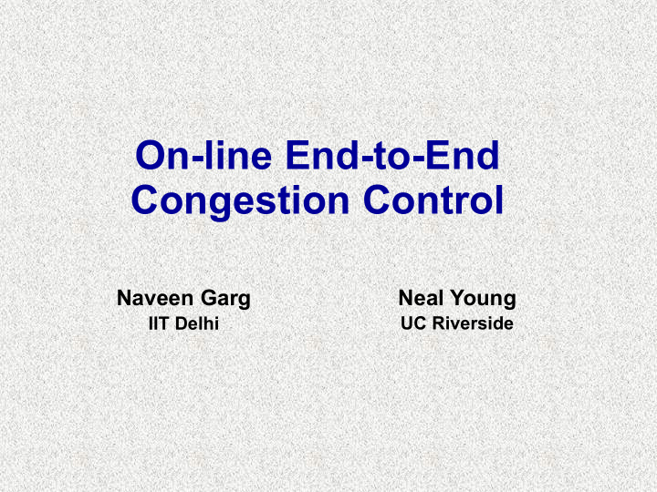 on line end to end congestion control