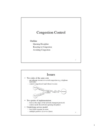 Congestion Control  Outline  Queuing Discipline  Reacting to Congestion  Avoiding Congestion  1