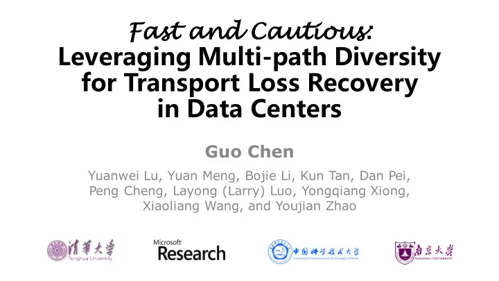 leveraging multi path diversity for transport loss
