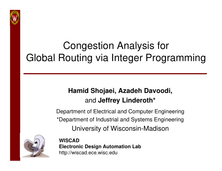 congestion analysis for global routing via integer