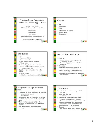 (TXDWLRQ%DVHG&amp;RQJHVWLRQ  2XWOLQH  &amp;RQWUROIRU8QLFDVW$SSOLFDWLRQV  ,QWUR