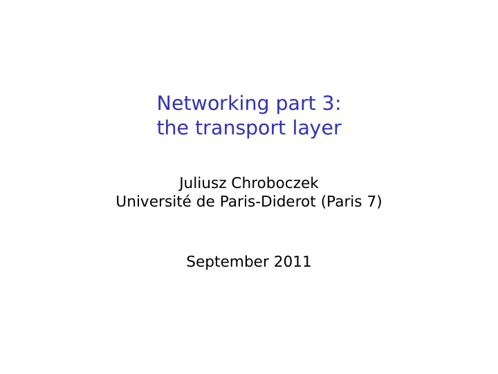 networking part 3 the transport layer