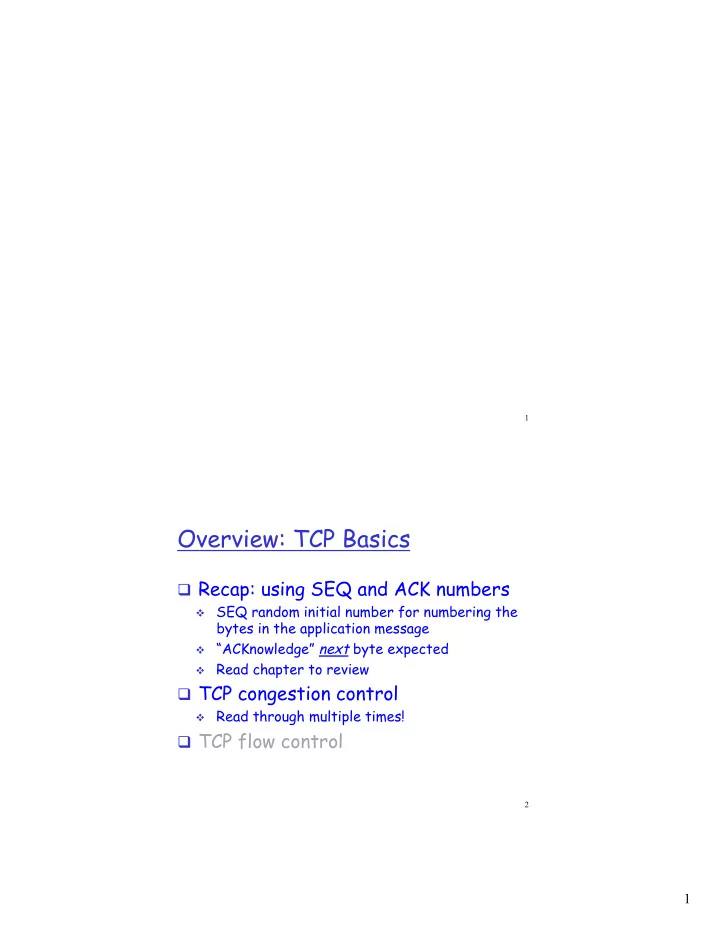 the transport layer tcp congestion control