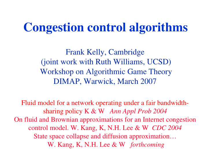 congestion control algorithms