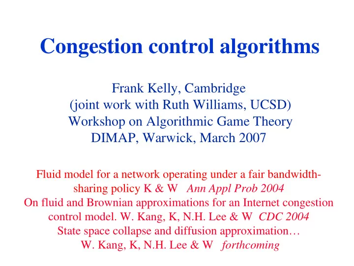 congestion control algorithms