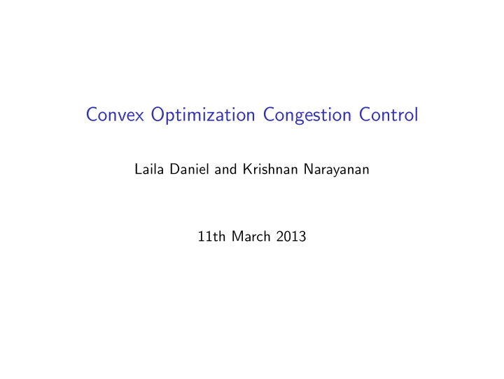 convex optimization congestion control