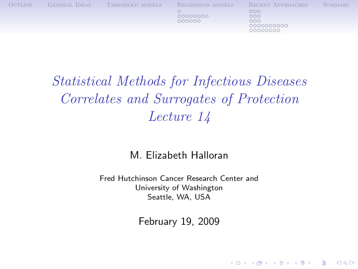 statistical methods for infectious diseases correlates