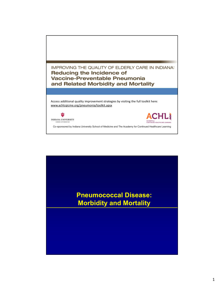 pneumococcal disease morbidity and mortality
