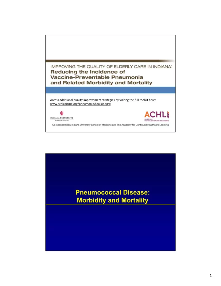 pneumococcal disease morbidity and mortality