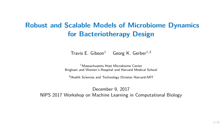 robust and scalable models of microbiome dynamics for