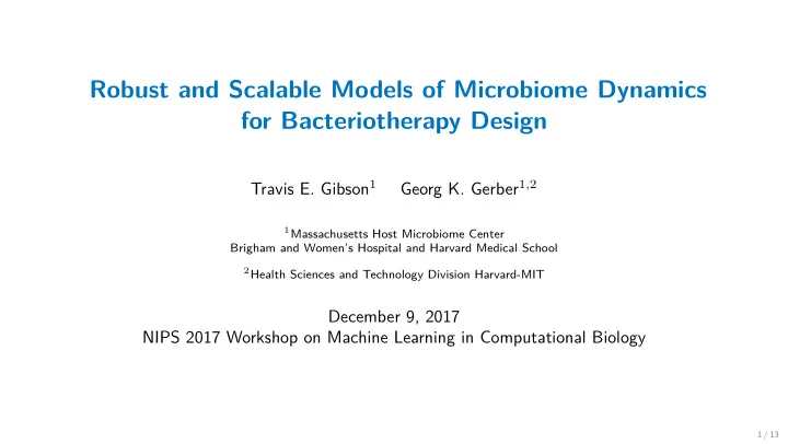 robust and scalable models of microbiome dynamics for
