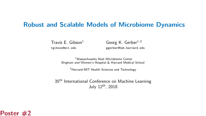 robust and scalable models of microbiome dynamics