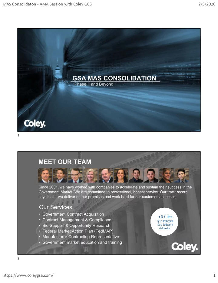 gsa mas consolidation