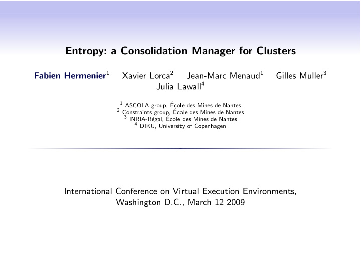 entropy a consolidation manager for clusters