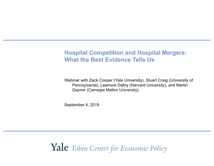hospital competition and hospital mergers what the best
