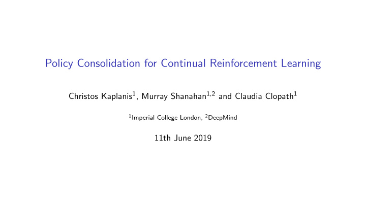 policy consolidation for continual reinforcement learning