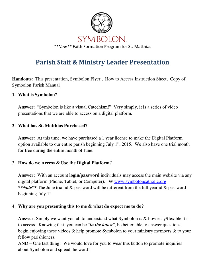 parish staff amp ministry leader presentation