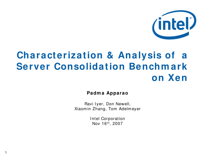 characterization analysis of a server consolidation