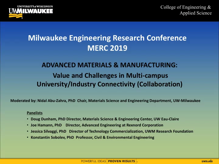 milwaukee engineering research conference merc 2019