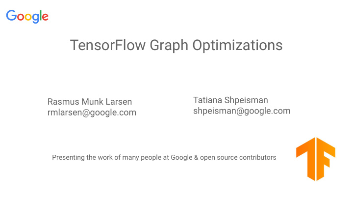 tensorflow graph optimizations