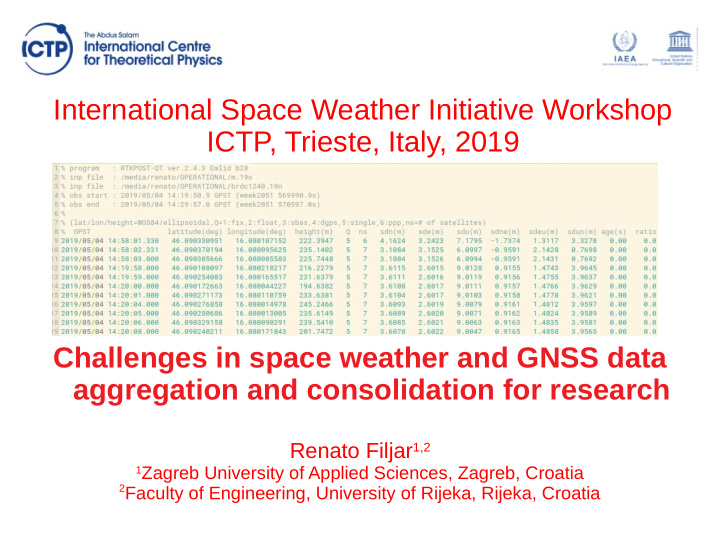 international space weather initiative workshop ictp