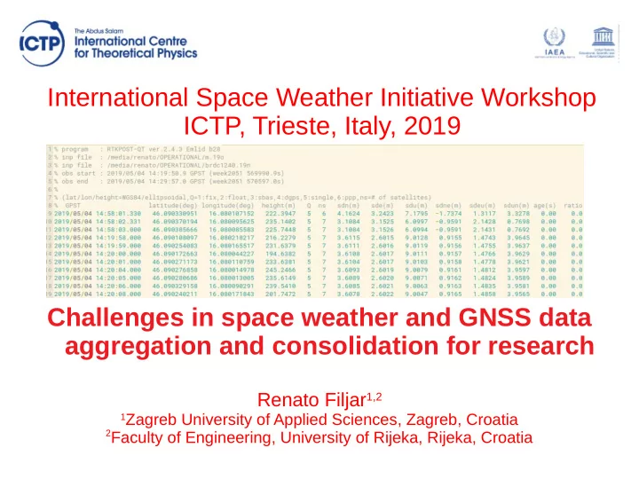 international space weather initiative workshop ictp